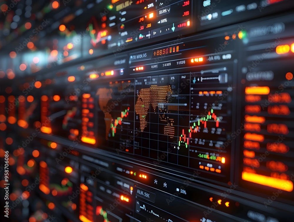 Futuristic Quantum Computer Interface Showcasing Real Time Financial Market Simulations and Analytics Futuristic Quantum Computer Interface Showcasing Real Time Financial Market Simulations and Analytics
