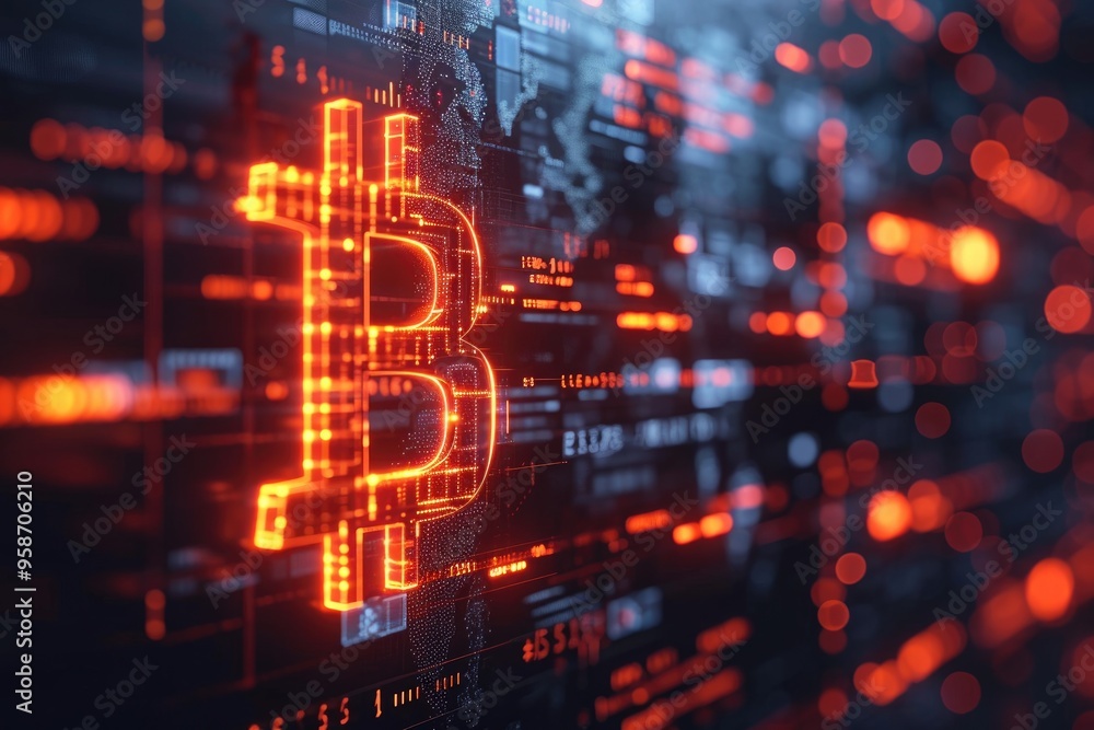 Obraz premium An artistic image of a digital lock with cryptocurrency symbols, representing security and encryption in digital finance