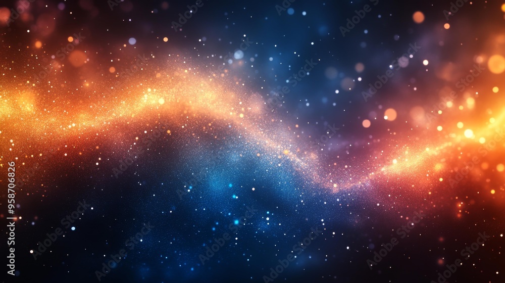 Naklejka premium Abstract Cosmic Landscape with Glowing Particles Generative AI