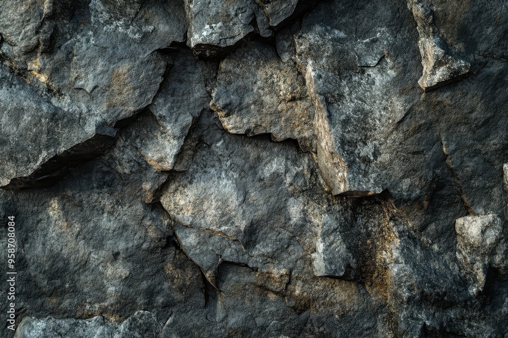 Close-Up of Rough, Cracked, Gray Rock Formation Close-Up of Rough, Cracked, Gray Rock Formation