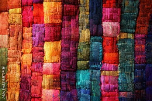 Multicolored Fabric Patches with Horizontal Weaves