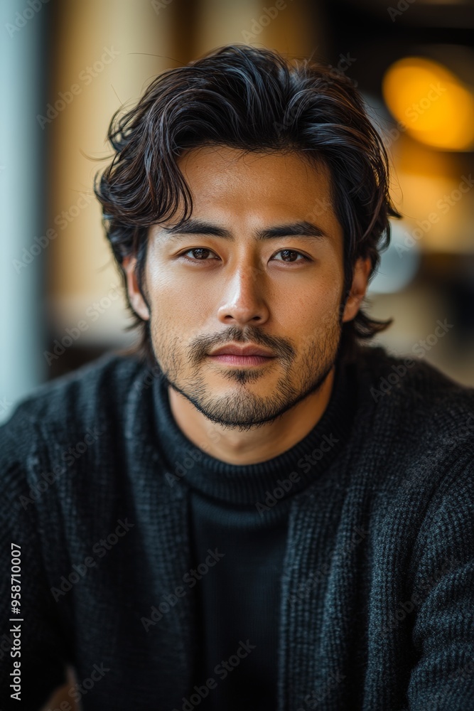 A Japanese entrepreneur using AI to optimize online sales strategies on a desktop in a sleek office. A Japanese entrepreneur using AI to optimize online sales strategies on a desktop in a sleek office.