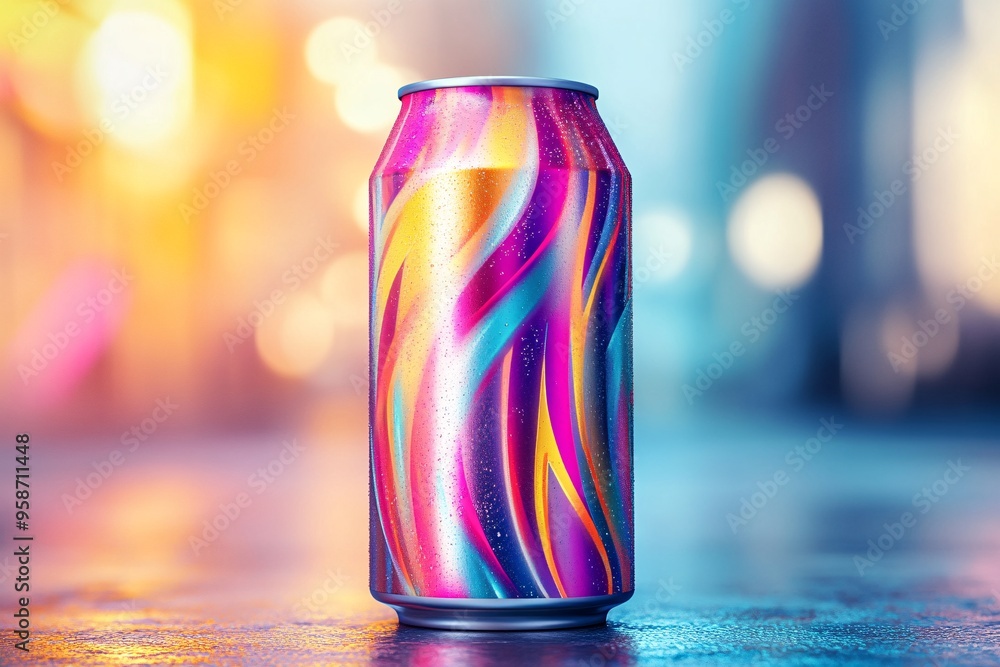 Colorful Aluminum Can with Water Drops Colorful Aluminum Can with Water Drops