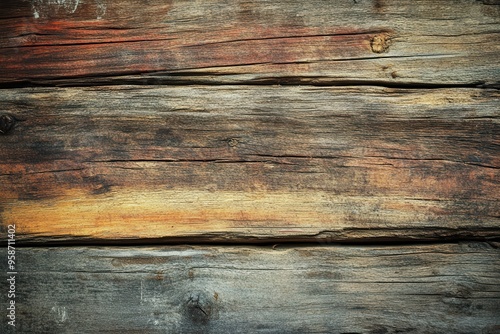 Weathered Wooden Planks with Visible Grain and Knots