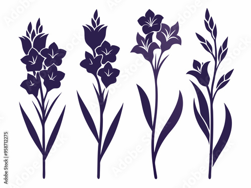 gladiolus flower vector silhouette line art icon