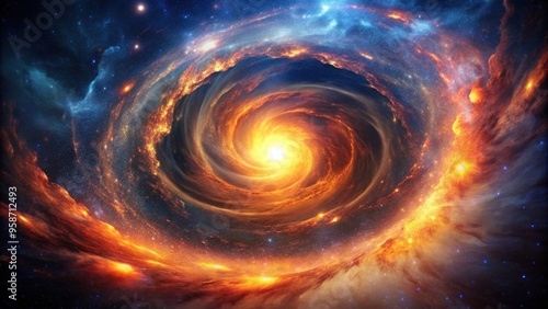 A stunning image of a fiery celestial vortex swirling in the universe at eye level, Fiery, stunning, swirling, fiery, vortex, universe, swirling, vortex, universe,cosmic energy, image