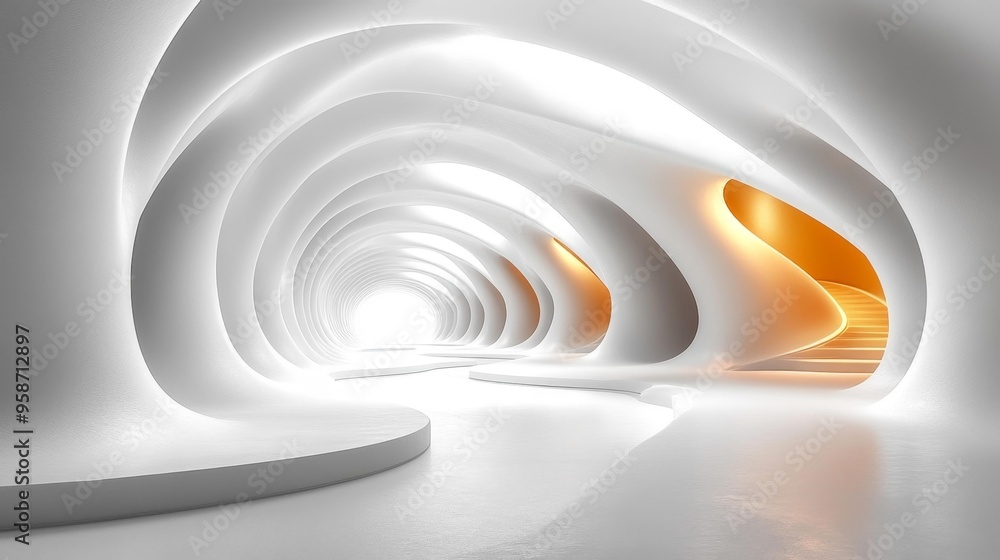 Obraz premium Futuristic White Tunnel with Organic Design Generative AI
