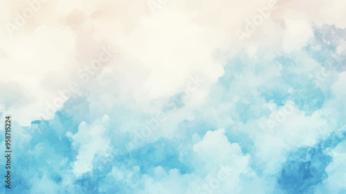 Obraz na płótnie Sky blue watercolor illustration paint on paper textured canvas element. painting soft blue textured on wet white paper, Light sky blue brush painted watercolor background. w salonie