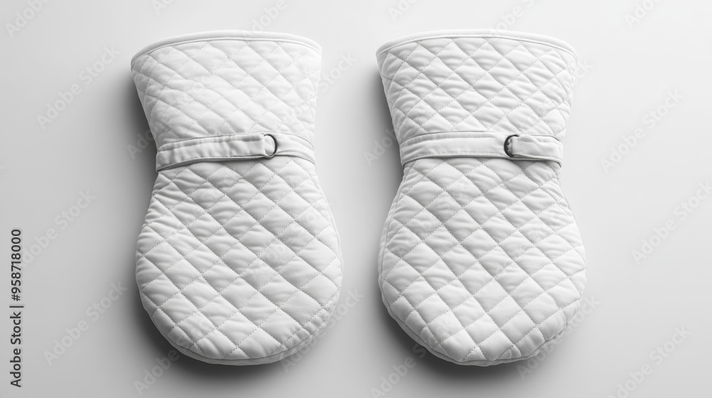 White Quilted Oven Mitts Generative AI White Quilted Oven Mitts Generative AI
