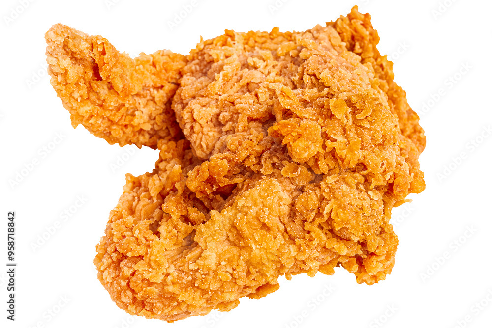 Cutout Crispy and Spicy Fried Chicken Wing. Cutout Crispy and Spicy Fried Chicken Wing.