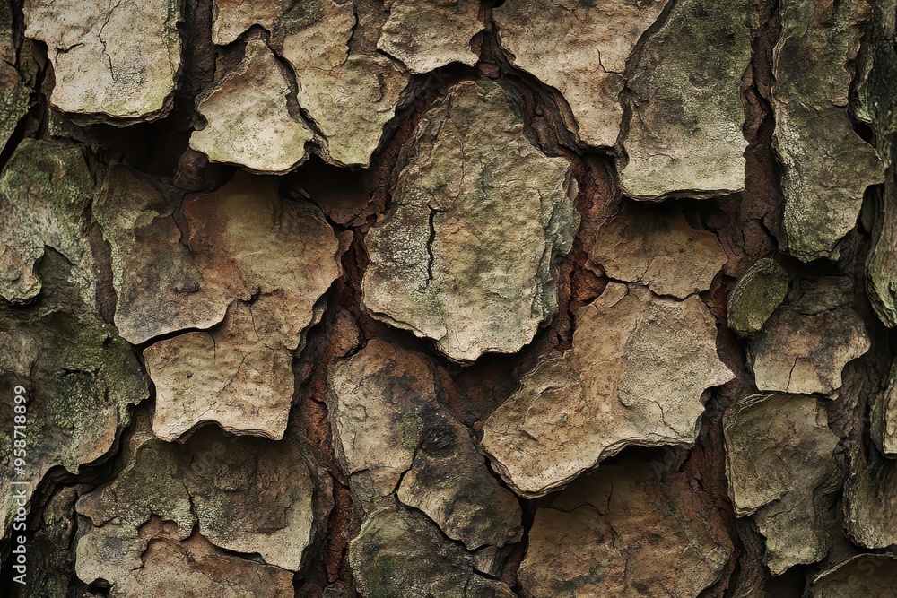 Close-up Texture of Cracked Tree Bark with Green Moss Close-up Texture of Cracked Tree Bark with Green Moss