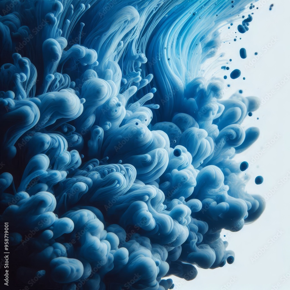 A close-up shot of a blue ink swirl on a white background, creating an abstract pattern
A close-up shot of a blue ink swirl on a white background, creating an abstract pattern