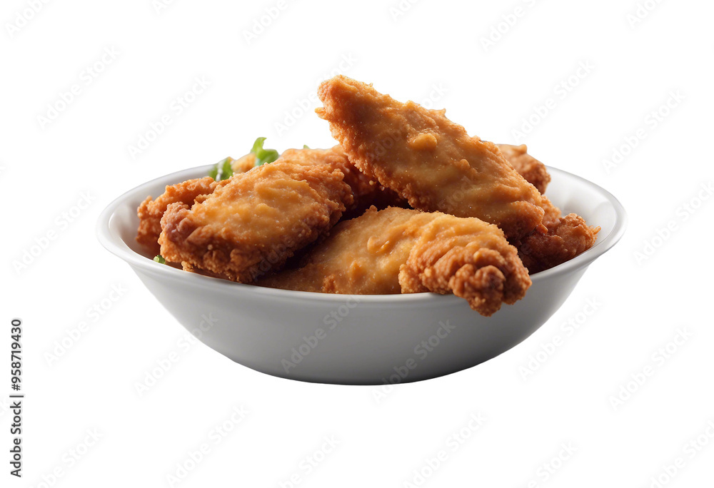 Fried chicken tenders with dipping sauce isolated on transparent background Fried chicken tenders with dipping sauce isolated on transparent background