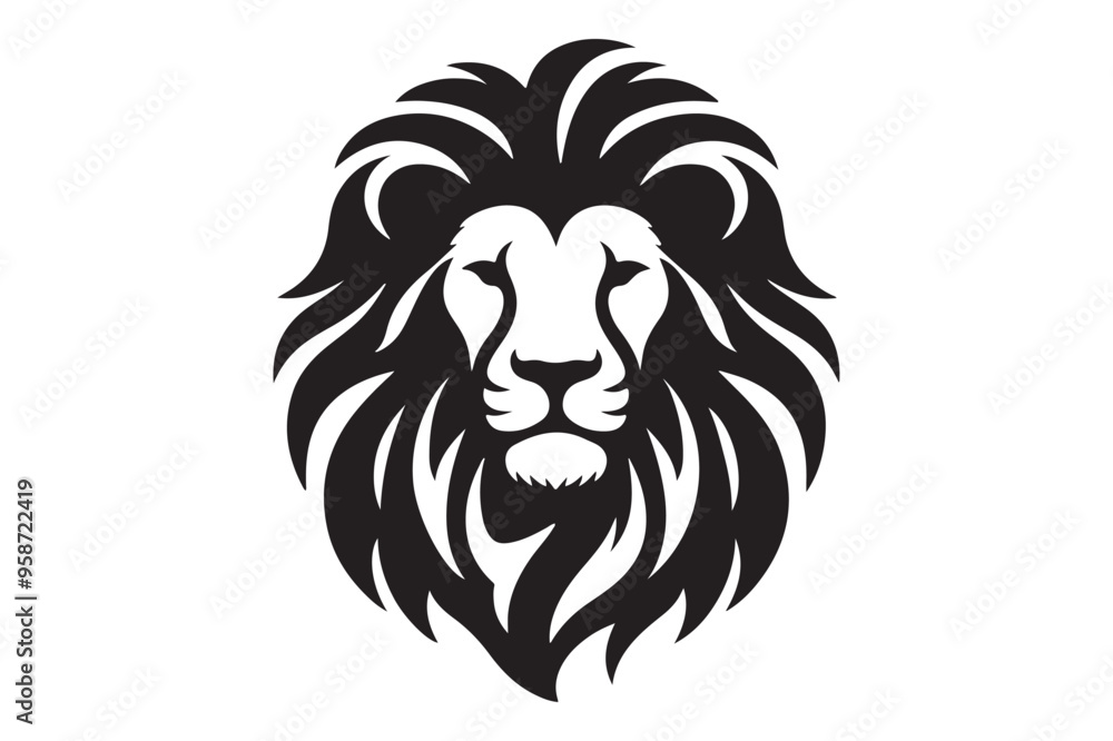 Sleek Lion Silhouette Black Vector Graphic Sleek Lion Silhouette Black Vector Graphic