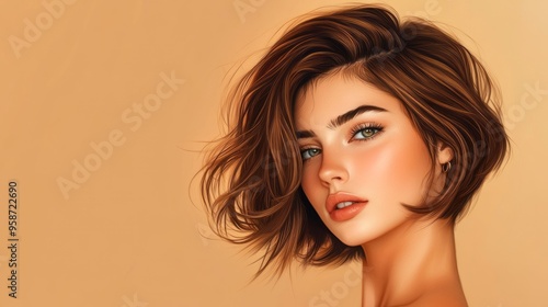 Wallpaper Mural Beautiful Woman With Short Hair Torontodigital.ca