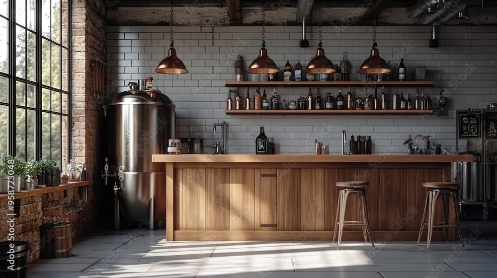 4K Detail Realistic Homemade craft beer brewing, garage setup, 4K Detail Realistic Homemade craft beer brewing, garage setup,