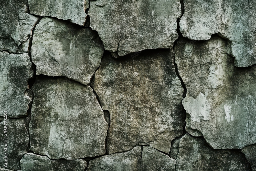 Obraz premium Cracked and Weathered Stone Wall Texture
