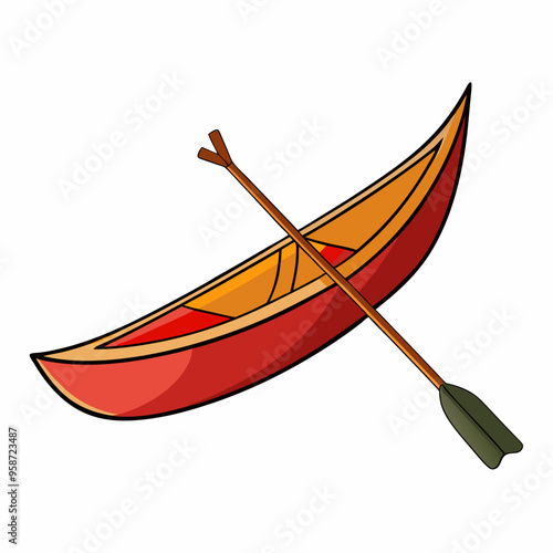 canoe  vector with a man silhouette vector on a white background