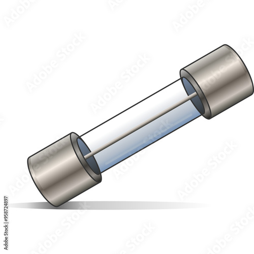 A glass cartridge fuse. A type of fuse commonly used in electrical circuits for overcurrent protection. Vector color illustration.