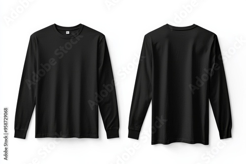 Black long sleeve tshirt mockup isolated created with Generative AI