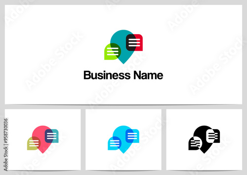 Speech Bubble Map Pointer Transparent Overlay Colors Logo Design