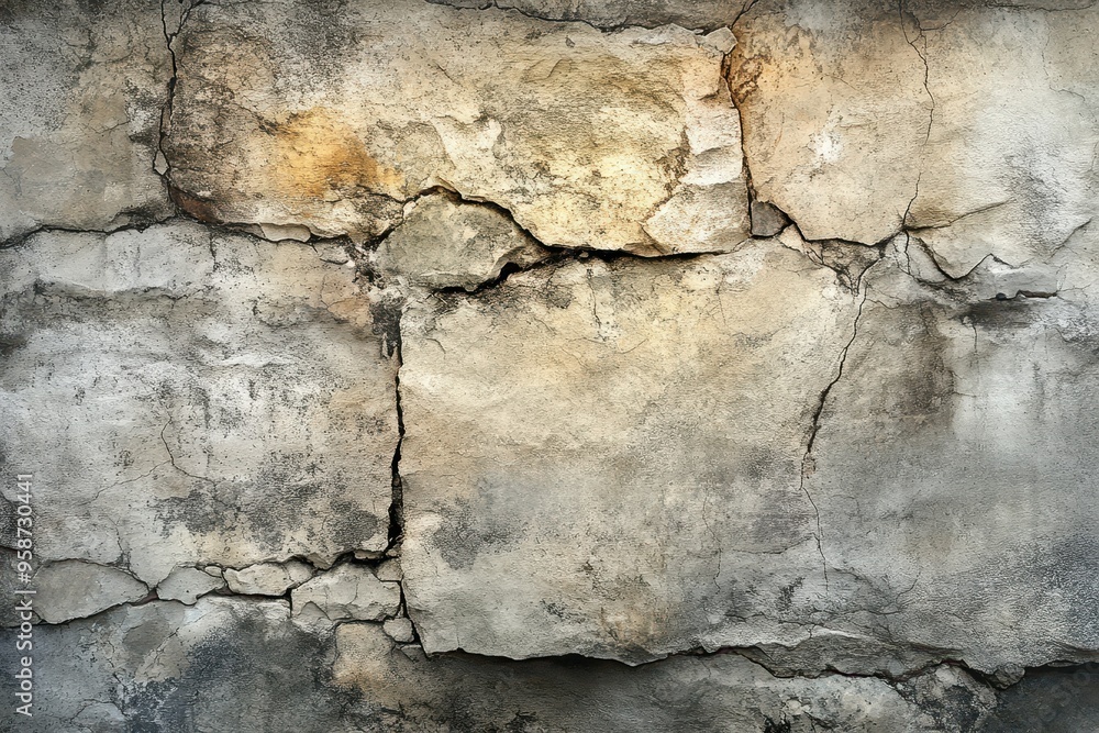 Fototapeta premium Weathered Concrete Wall with Cracks and Texture