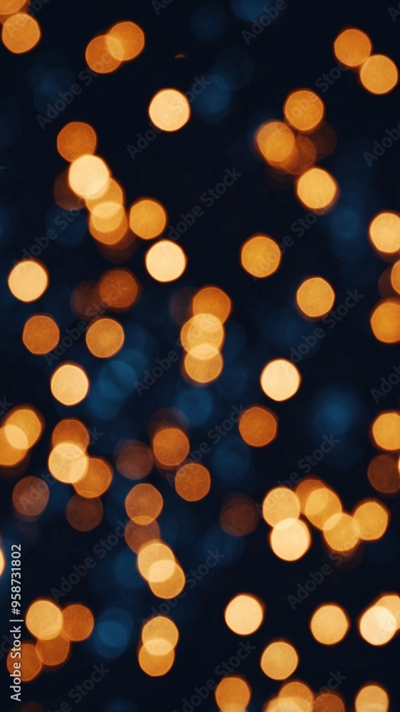 Blurry Bright Warm Lights On Dark Blue Night Background. Blurry Bright Warm Lights On Dark Blue Night Background.