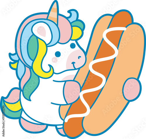 Illustration of cute unicorn activities icon.
Funny rainbow unicorn daily routine stickers.