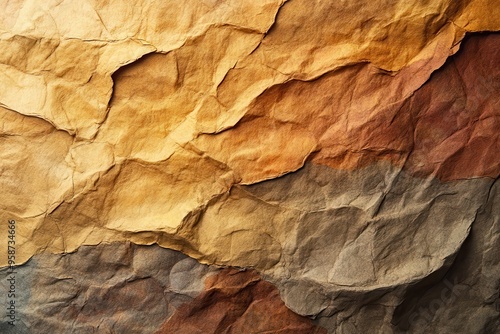 Abstract Texture of Crumpled Paper in Earthy Tones