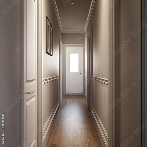 a hallway leading to the rooms in the flat