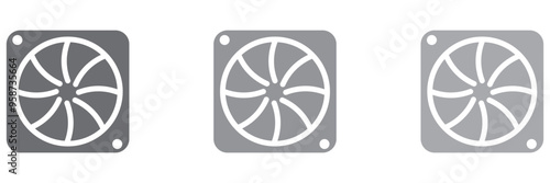 Multipurpose fan vector icon in outline, glyph, filled outline style. Three icon style variants in one pack.