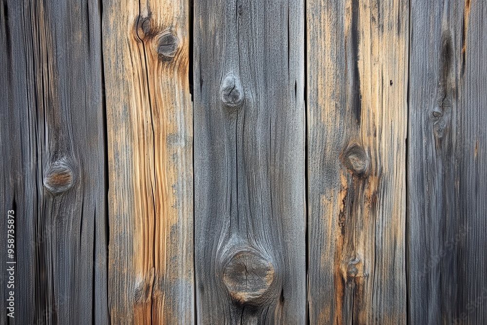 Weathered Wooden Planks with Knots and Grain Weathered Wooden Planks with Knots and Grain