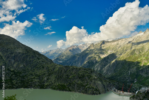 reservoir mountain Grimsel Pass Swiss Beautiful landscape alpine photo