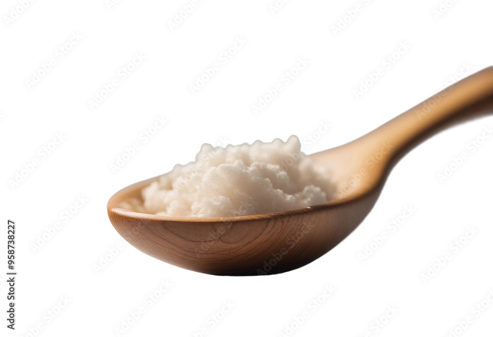 Wooden spoon with salt isolated on transparent background Wooden spoon with salt isolated on transparent background