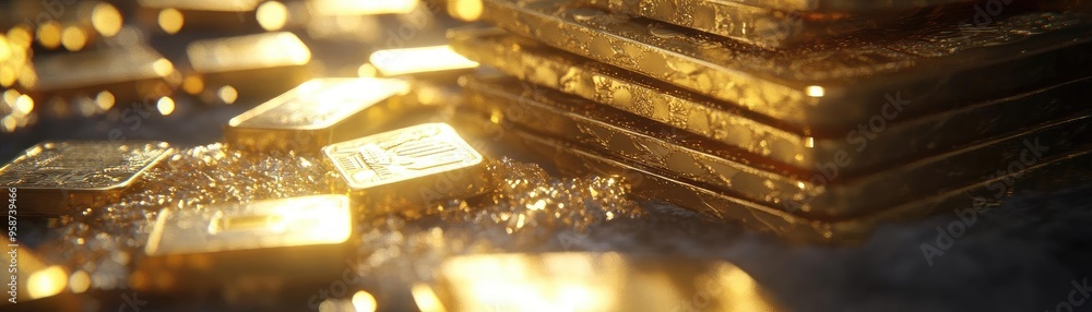 A close-up view of gleaming gold bars reflecting light, symbolizing wealth and prosperity in finance and investment. A close-up view of gleaming gold bars reflecting light, symbolizing wealth and prosperity in finance and investment.