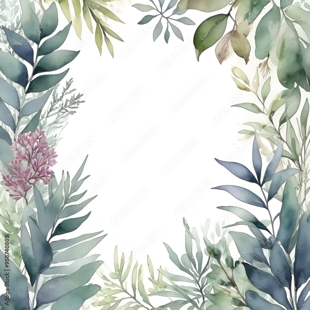 Watercolor botanical background frame Watercolor botanical background frame