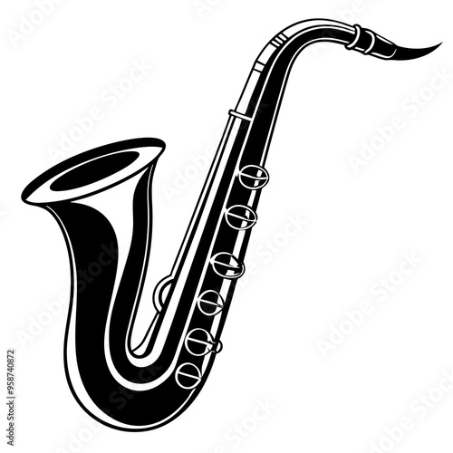 saxophone  vector silhouette isolated on a white background with a simple clean shape