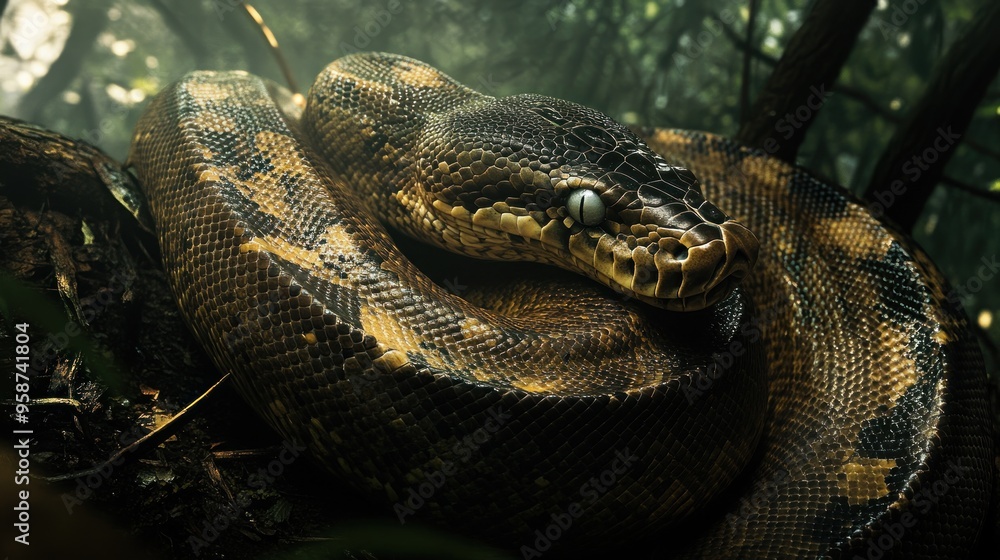 A Python Resting In The Forest A Python Resting In The Forest