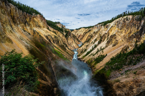 Grand Canyon of the Yellowstone National Park viewing upper and lower waterfalls from various locations including artist and inspiration points
