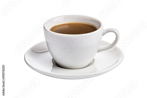 Wallpaper Mural Close-up of a freshly brewed espresso in a sleek, delicate saucer, isolated on white background Torontodigital.ca