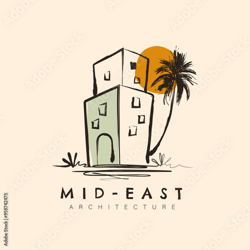 Middle eastern architect logo design. Suitable for logos for inns, inns, villas, tourist attractions, resorts and others
