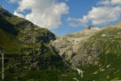 Alpine Road Grimsel Pass swizerland Alps curves europe Furka mountain scenery photo