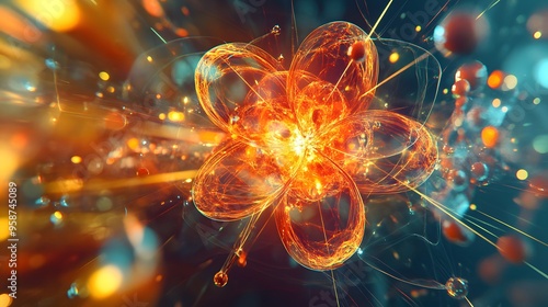 64. Detailed digital art of a vibrant mineral atom with pulsating, radiant molecular patterns