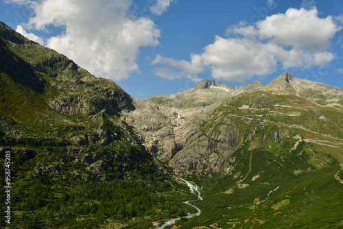 Alpine Road Grimsel Pass swizerland Alps curves europe Furka mountain scenery photo