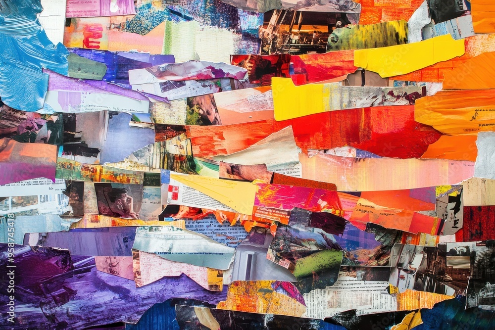 Abstract Collage of Torn Paper and Paint Abstract Collage of Torn Paper and Paint