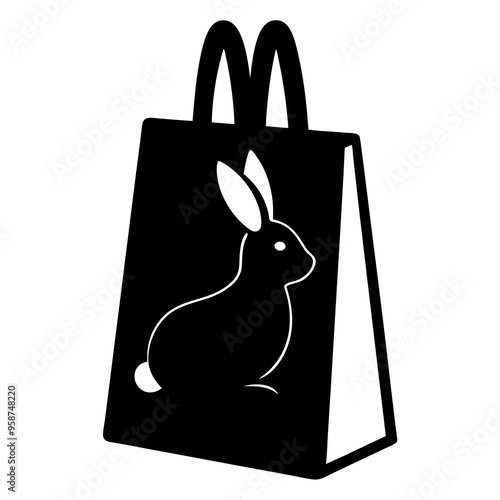 Vector silhouette of a rabbit with a shop bag