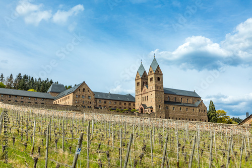 benedictine cloister and abbey St. Hildegart in the Rheingau surrounded by Riesling vineyards, near Rüdesheim, photo