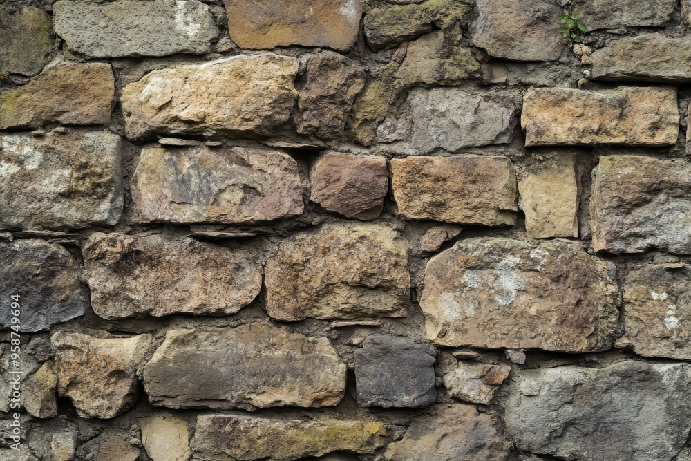 Fototapeta premium A Close-Up of a Stone Wall with Irregularly Shaped Stones
