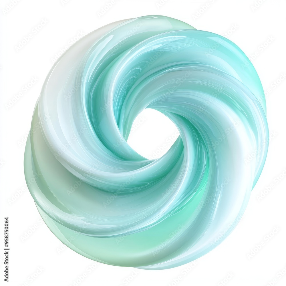 a quiet swirl of mint green and seafoam blue abstract shape isolated on white background a quiet swirl of mint green and seafoam blue abstract shape isolated on white background