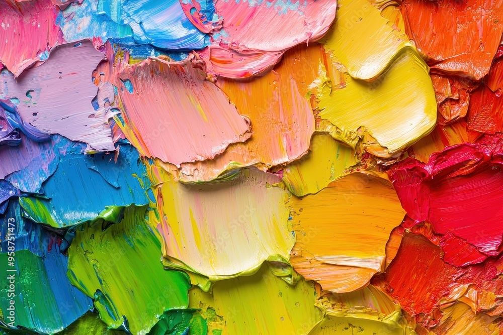 Obraz premium Abstract Oil Painting with Vibrant Colors and Textured Strokes